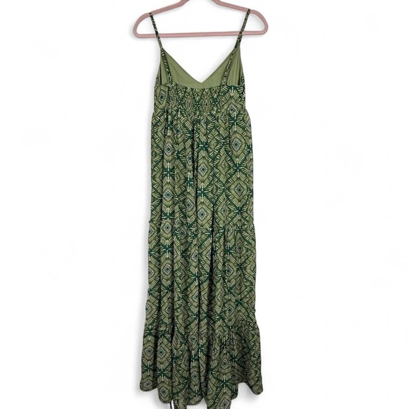 Fashion Nova Camryn Chiffon Flowy Maxi Dress Green Boho Print Size Small - Picture 3 of 8